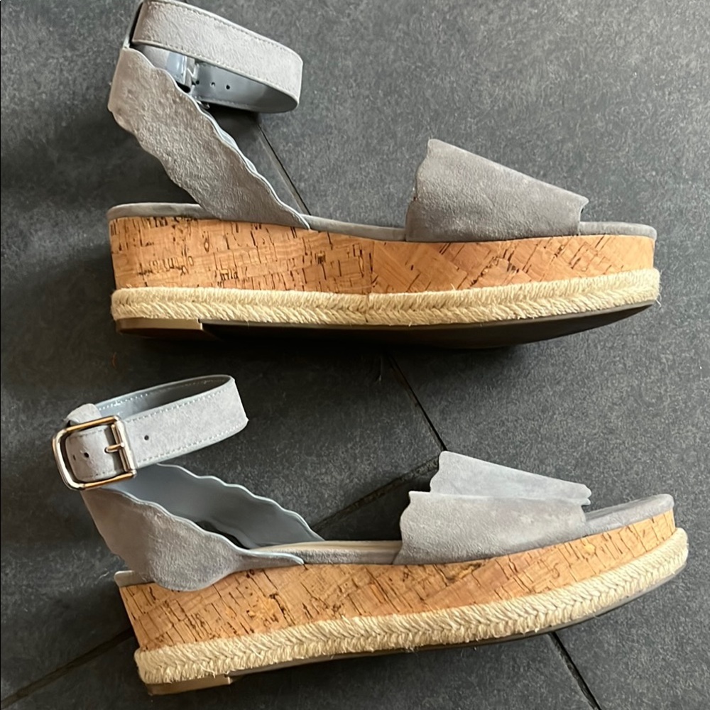 Marc Fisher Gray Blue Espadrille Platform Shoes